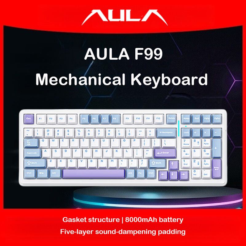 Pc Gaming Lounge - Teclado Mecânico AULA F99, Modo Triplo