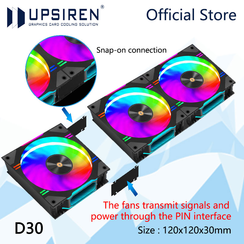 Pc Water Cooling - UPSIREN D30 120X120X30mm Ventilador de resfriamento